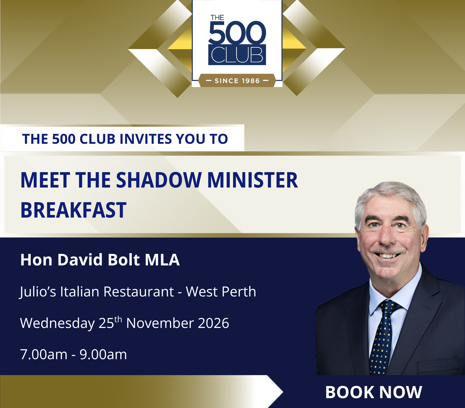 Meet the Shadow Minister Breakfast with David Bolt MLA
